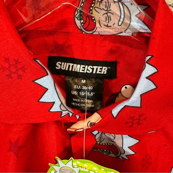 Suitmeister Rick + Morty Men’s Holiday Button Down Shirt - Picture 3 of 4